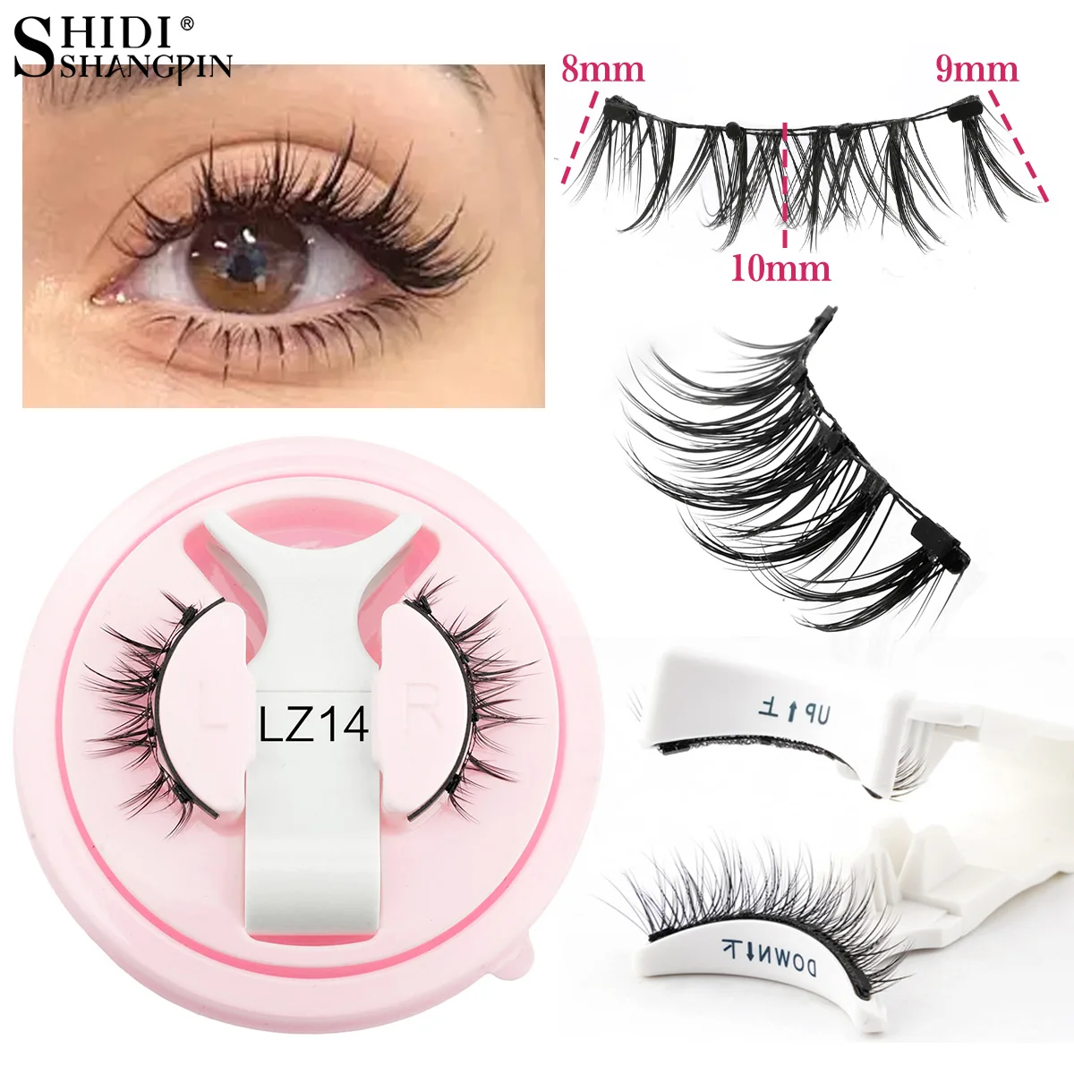 Hot 1 Pair Magnetic Eyelashes Handmade Fluffy Faux Mink Lashes Reusable Natural False Eyelashes and Magnetic Tweezers Set Makeup - Image 12